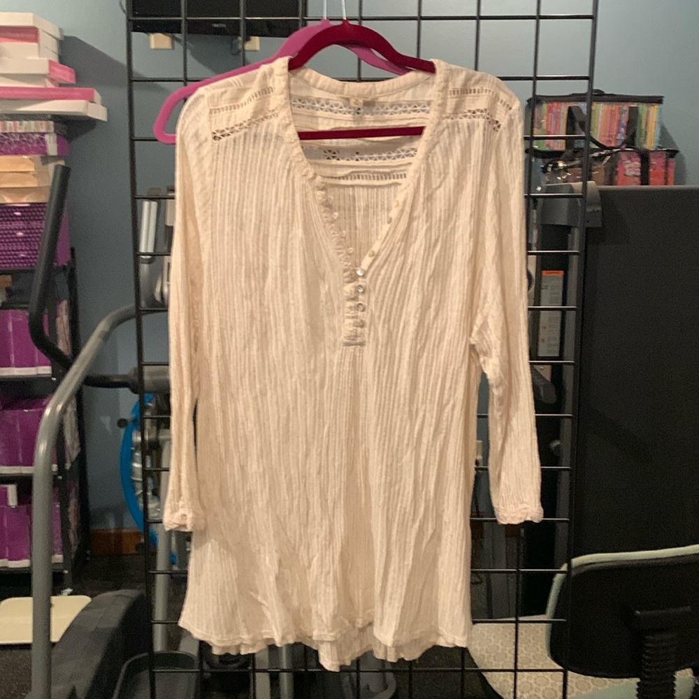 Lucky brand off-white long sleeve blouse 3X